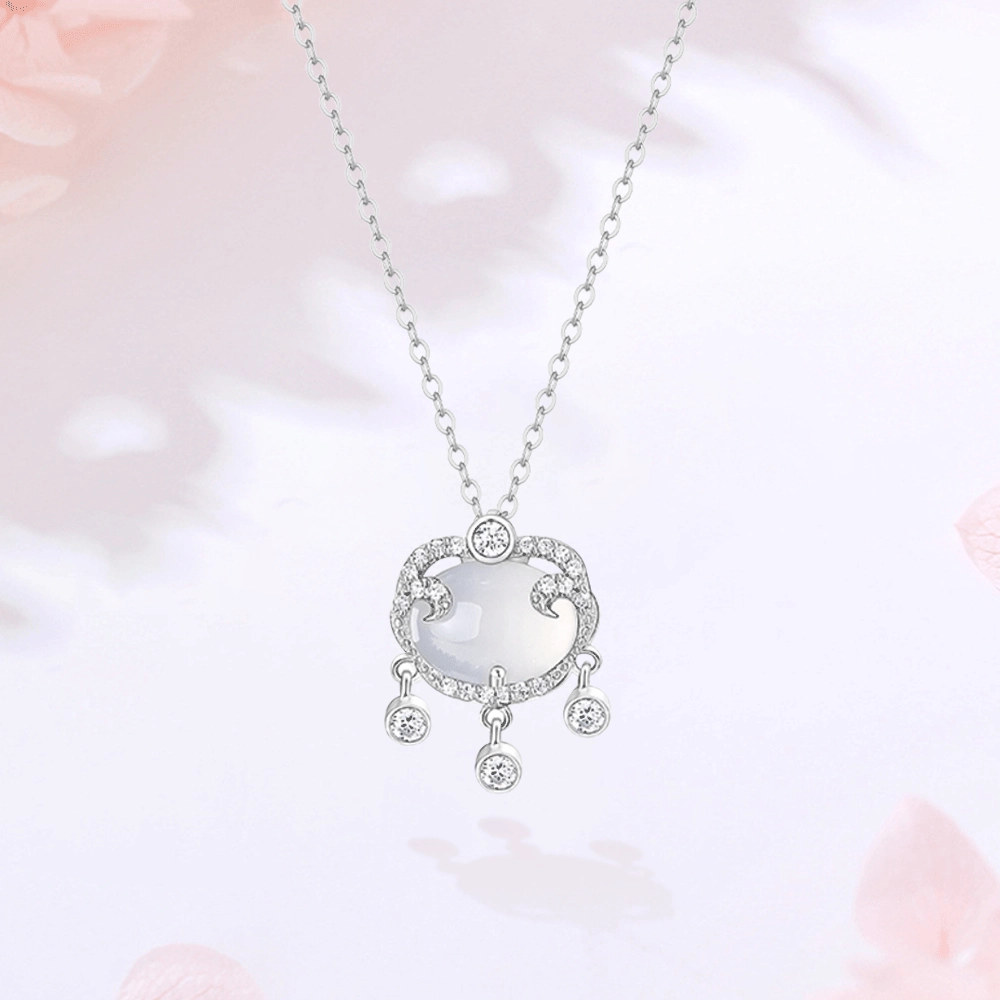 【S999足银|精选高品质】 金师傅 平安锁吊坠 吉祥如意 平安喜乐考试顺利上岸 新中式国潮气质优雅小众轻奢高级#好运 玻璃猫眼 项链 女款