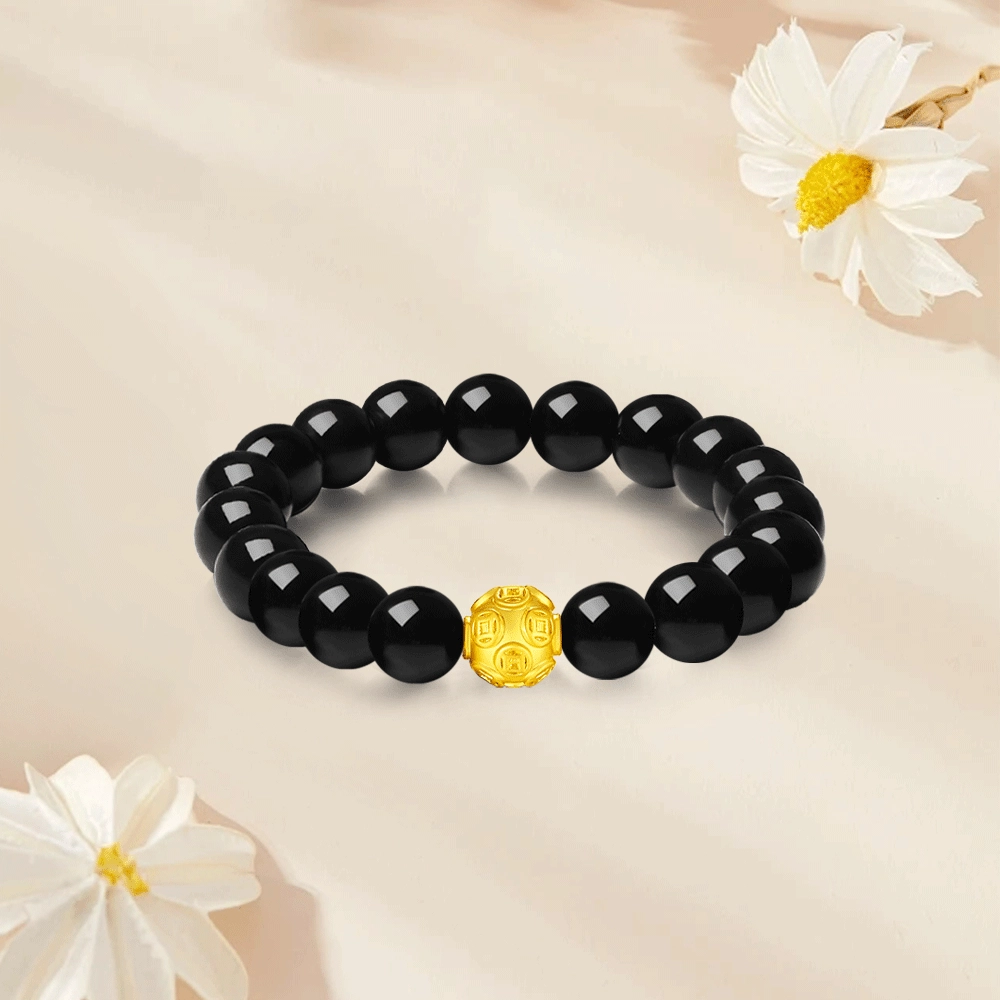 【999金珠|限量赠·最佳爸爸证】 金师傅 高品质金钱珠转运 招财纳福财运亨通新中式国潮高级气质百搭复古 玛瑙 手串 男女同款情侣款