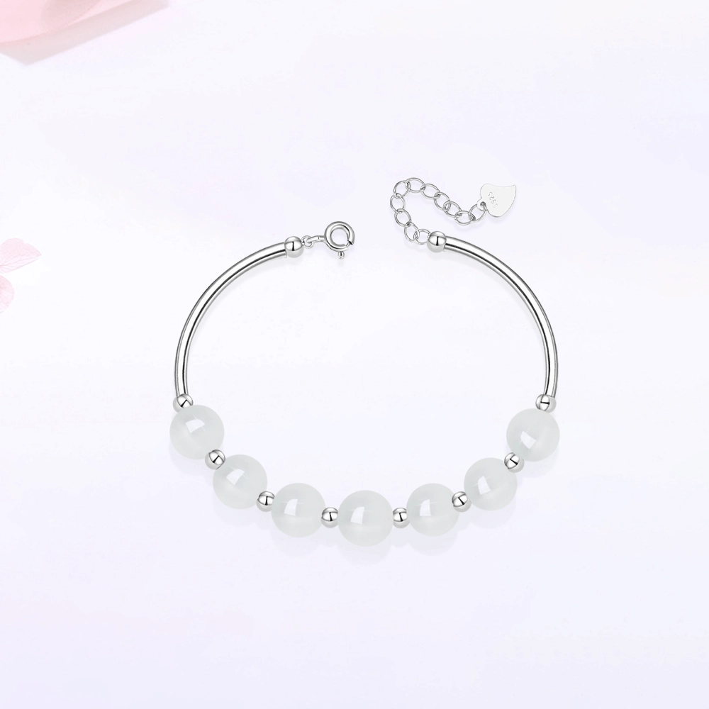 【S925银|精选高品质】 金师傅 白月光时来运转串珠 时尚韩系高级感精致小清新气质优雅百搭 小众轻奢设计高级#好运 玉髓 手链 女款