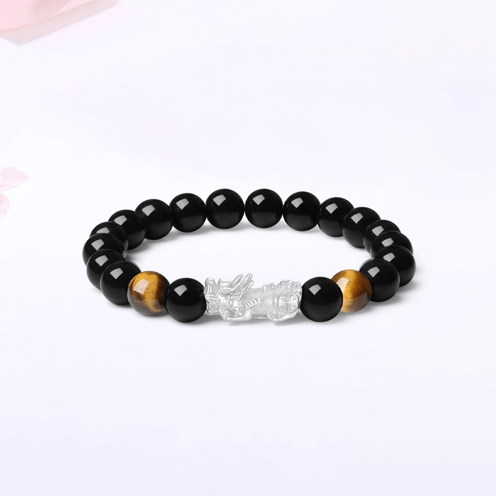 【S999足银|甄选高品质】 金师傅 招财貔貅套装  时来运转八方来财新中式国潮复古民族风小众高级简约百搭#好运 黑檀 手串 男女同款情侣款