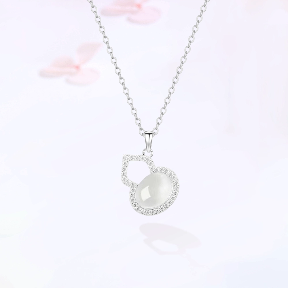 【S925银|甄选高品质】 金师傅 镂空葫芦吊坠 福禄双全招财转运 新中式气质优雅简约百搭小众轻奢高级清冷感#好运 玉髓 项链 女款
