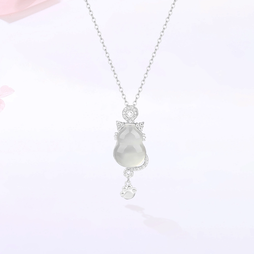 【S925银|精选高品质】 金师傅 猫咪葫芦锁骨链 福禄双全招财猫 萌趣可爱精致气质甜美清冷 小众轻奢设计高级 玉髓 项链 男女同款情侣款
