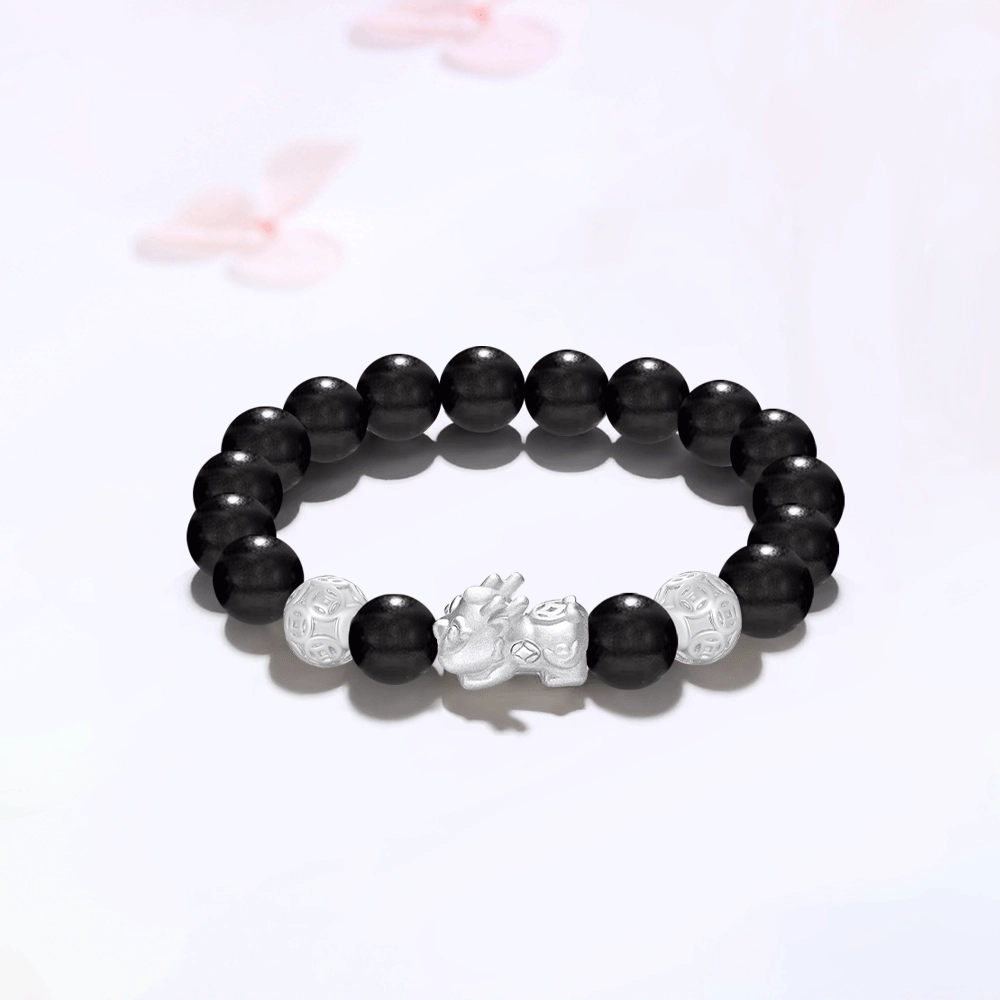 【S999足银|甄选高品质】 金师傅 招财纳福貔貅系列  财运亨通时来运转 新中式国潮气质简约百搭小众高级 金丝檀木 手串 男女同款情侣款