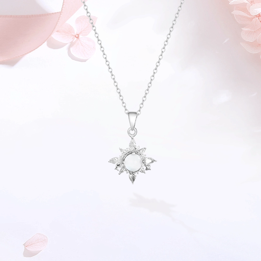 【S999银|甄选高品质】 金师傅 白月光锁骨链 璀璨爆闪太阳花 气质清冷法式简约百搭日常 小众轻奢高级#好运 玉髓 项链 女款