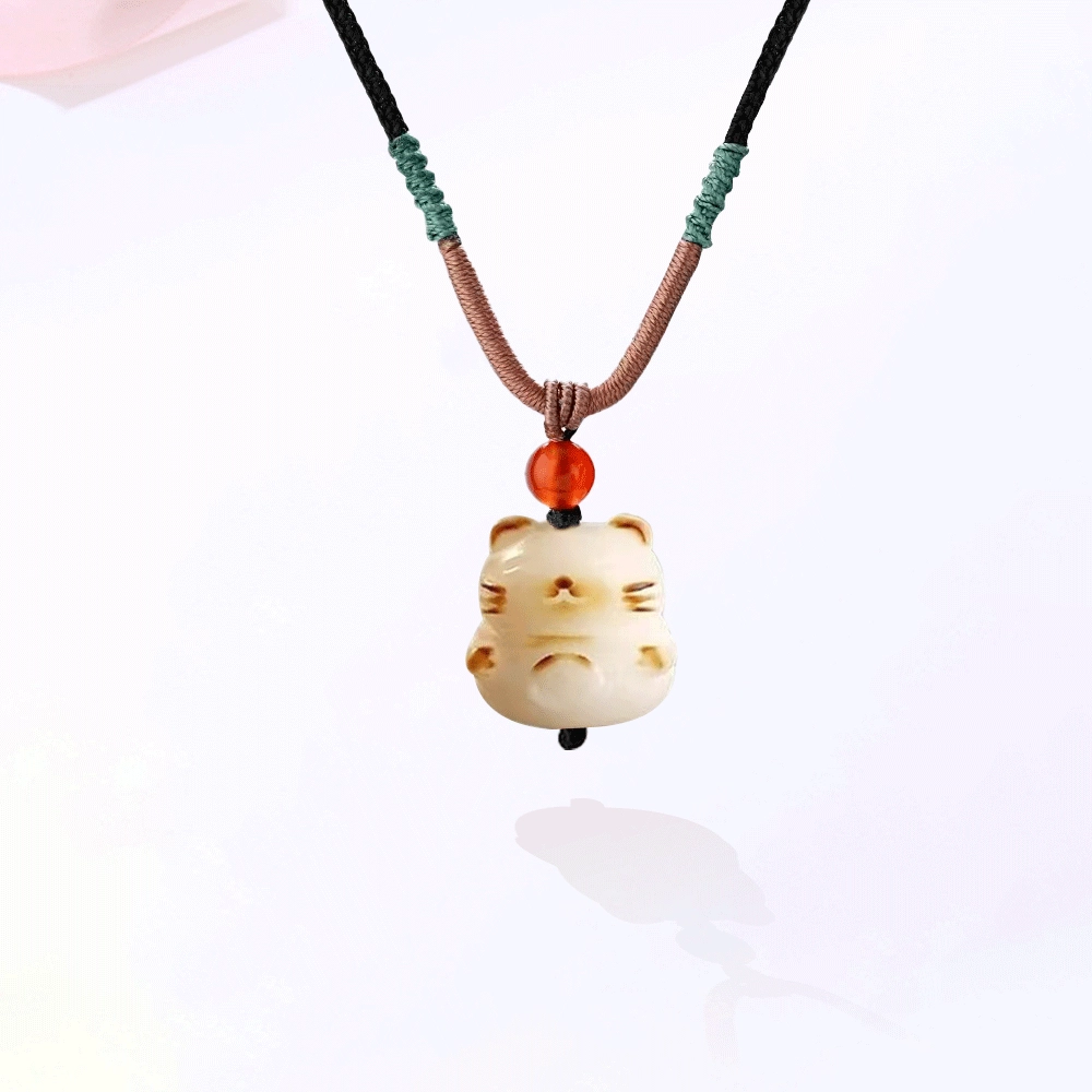 【招财猫|甄选高品质】 金师傅 炭烧猫咪吊坠 萌趣可爱创意独特 新中式小众简约高级日常小清新时尚气质#好运 菩提根 项链 男女同款情侣款