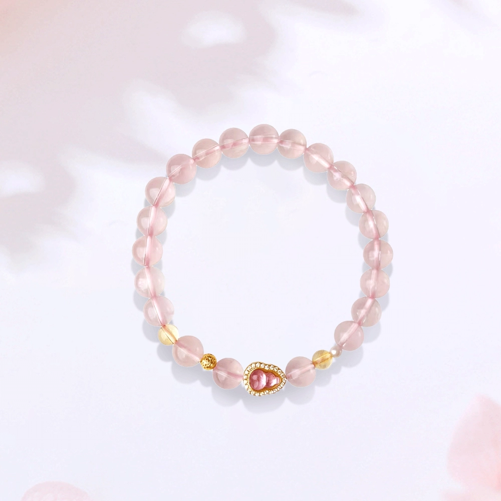 【甄选高品质】 金师傅 葫芦转运珠串珠 福禄双全招财纳福 粉嫩甜美气质优雅千金清冷感 小众高级百搭显白好运 粉水晶 手串 女款