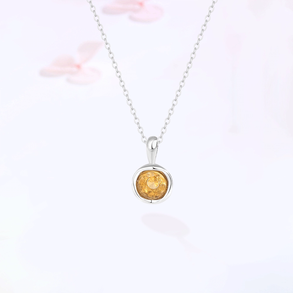 【S925银|甄选高品质|招财纳福】 金师傅 黄晶能量石吊坠 连荔枝水逆退散 时尚精致气质显白简约百搭清新 小众轻奢高级 黄水晶 项链 女款
