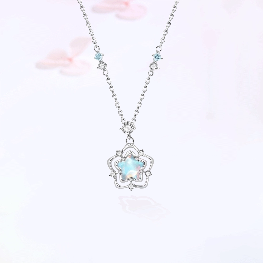 【S925银|甄选高品质】 金师傅 海洋之心套装 转运珠梦幻蓝色系轻奢小众锁骨链时尚精致气质简约百搭少女感#好运 玻璃猫眼 项链 女款