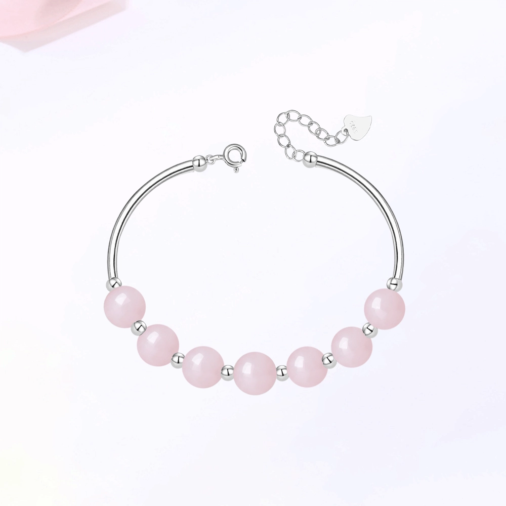【S925银|精选高品质】 金师傅 招桃花时来运转串珠 粉嫩时尚韩系精致 小清新气质甜美优雅百搭少女心 小众轻奢高级#好运 玉髓 手链 女款