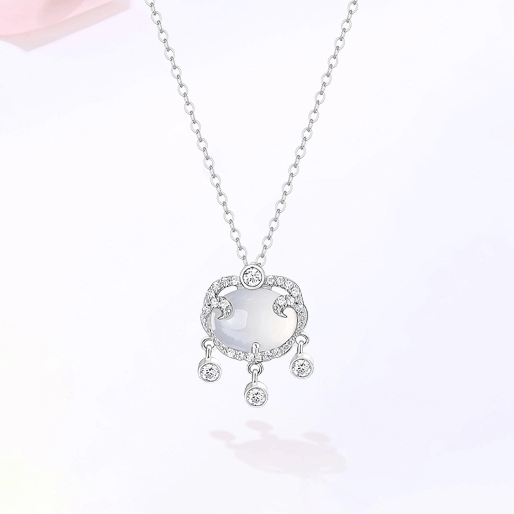 【S999足银|精选高品质】 金师傅 平安锁吊坠 吉祥如意 平安喜乐考试顺利上岸 新中式国潮气质优雅小众轻奢高级#好运 玻璃猫眼 项链 女款