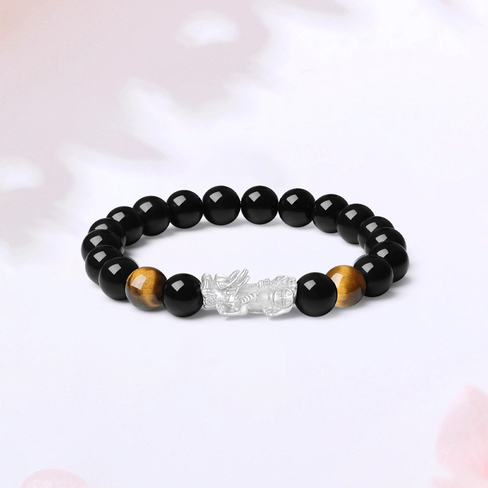 【S999足银|甄选高品质】 金师傅 招财貔貅套装  时来运转八方来财新中式国潮复古民族风小众高级简约百搭#好运 黑檀 手串 男女同款情侣款