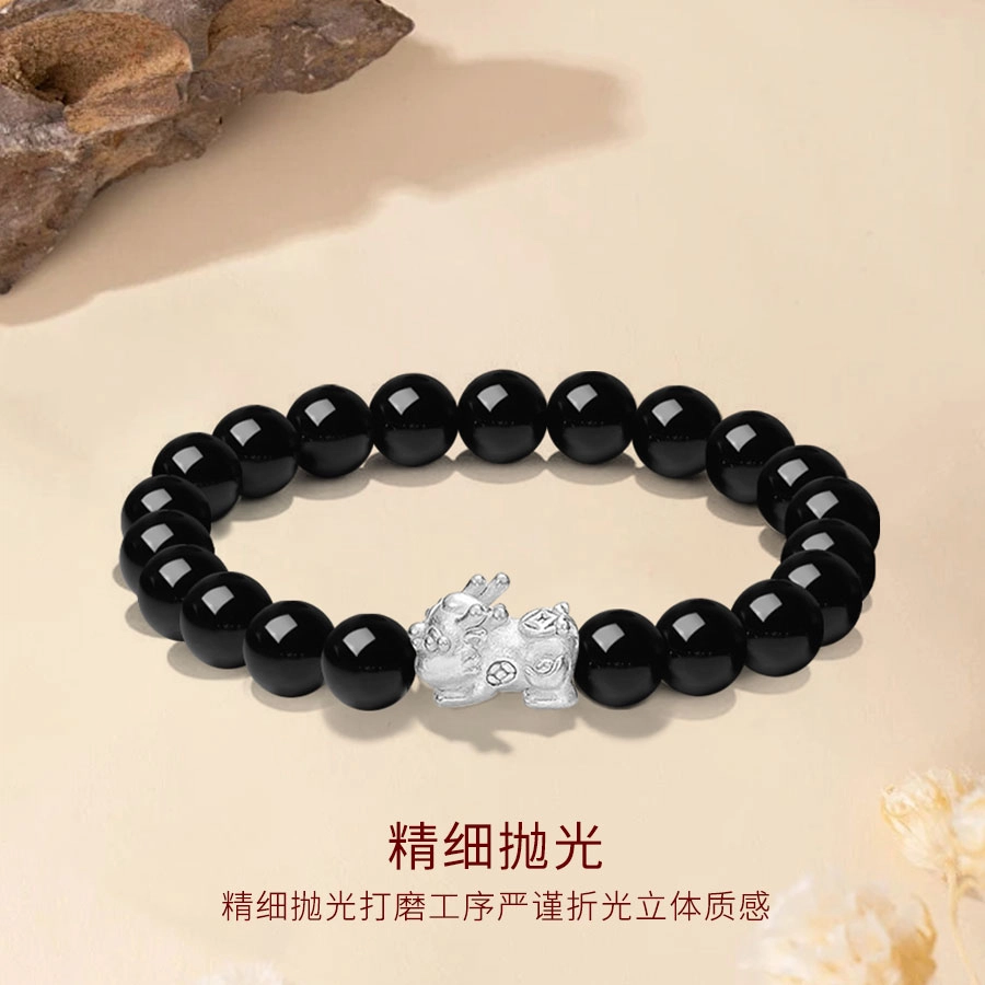 【S999纯银限时低价福利】 金师傅 招财吞金兽 新中式迎福十二生肖转运请财神腰缠万贯发财轻奢时尚小众个性 黑檀 项链手串 儿童款