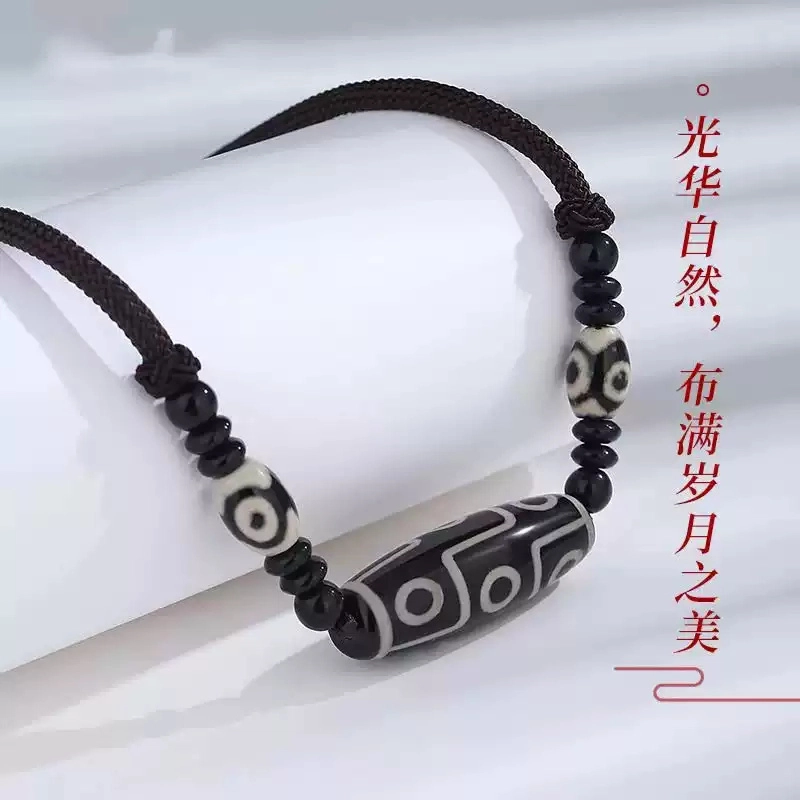 金师傅 九眼天珠锁骨链 国潮佛珠护身转运新中式开学季考试考研上岸 民族风小众高级感 檀木 木作项链 男女同款情侣款