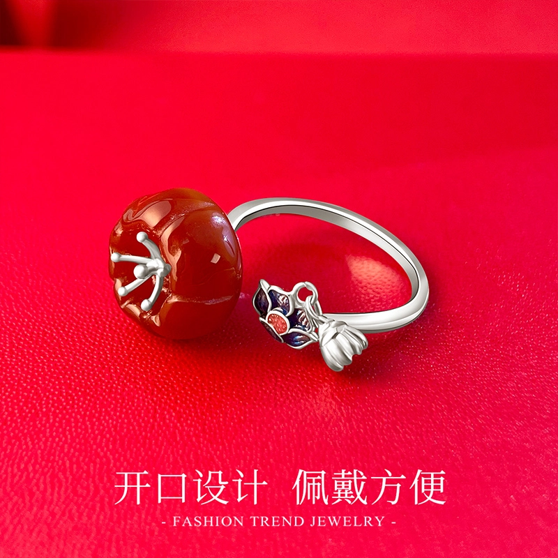 倾爱 福禄吉祥 平安喜乐 新中式莲花 小众设计优雅#好运天然 玛瑙 戒指 女款