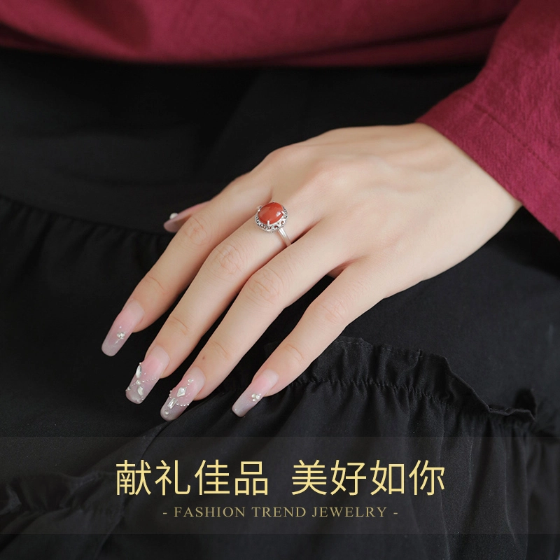 倾爱 复古  开口 生日 礼 玛瑙 戒指 女款