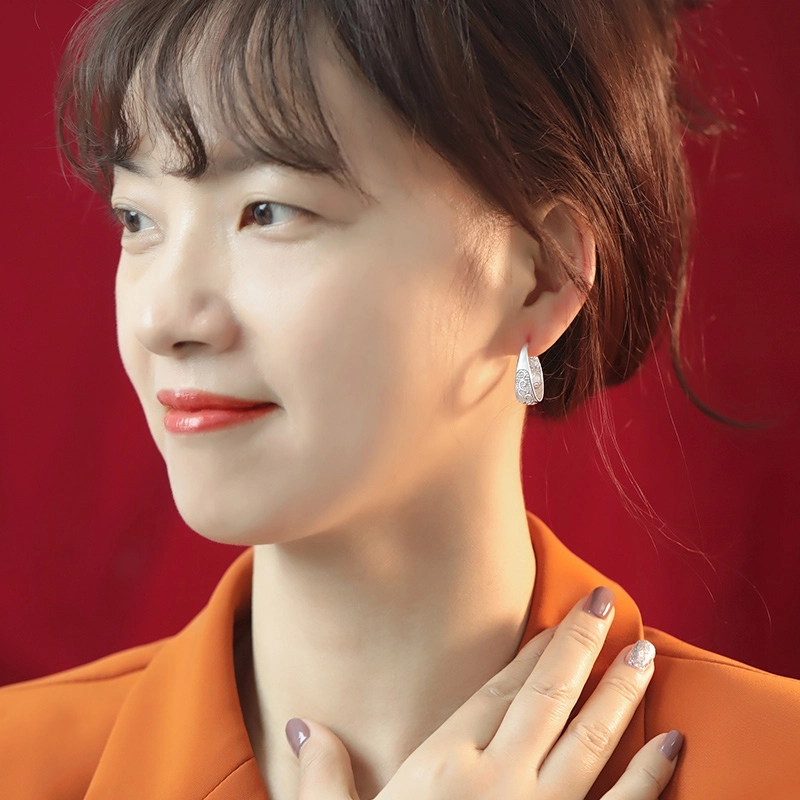 倾爱 牡丹花经典复古 足银 耳环 女款