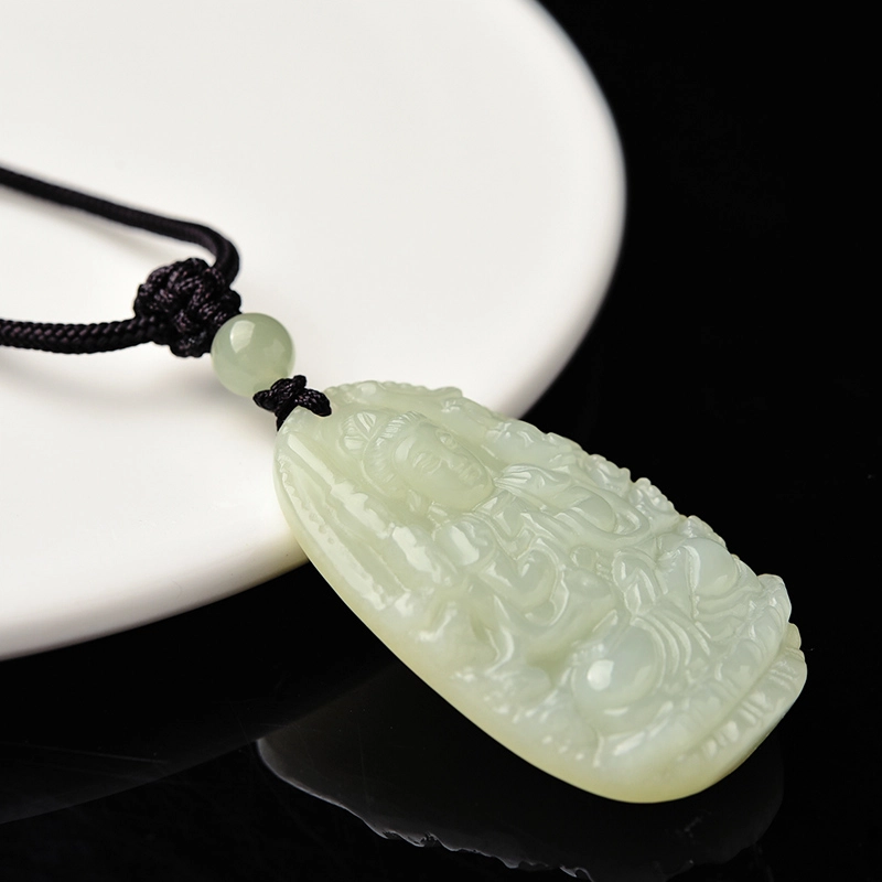 灵菲 本命佛 鼠生肖 千手观音菩萨 国潮新中式生肖佛 平安转运项链 和田玉 吊坠 男女同款情侣款 青白玉