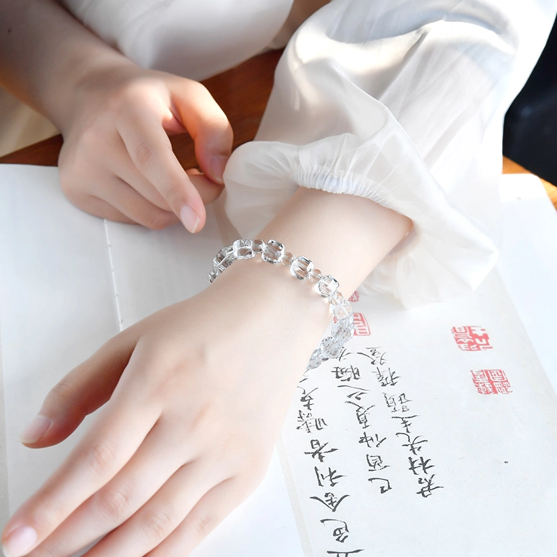 灵菲 方糖刻面设计感设计转运 珠子 文玩 盘玩 新中式国潮 水晶 玉石手串 女款 礼盒装