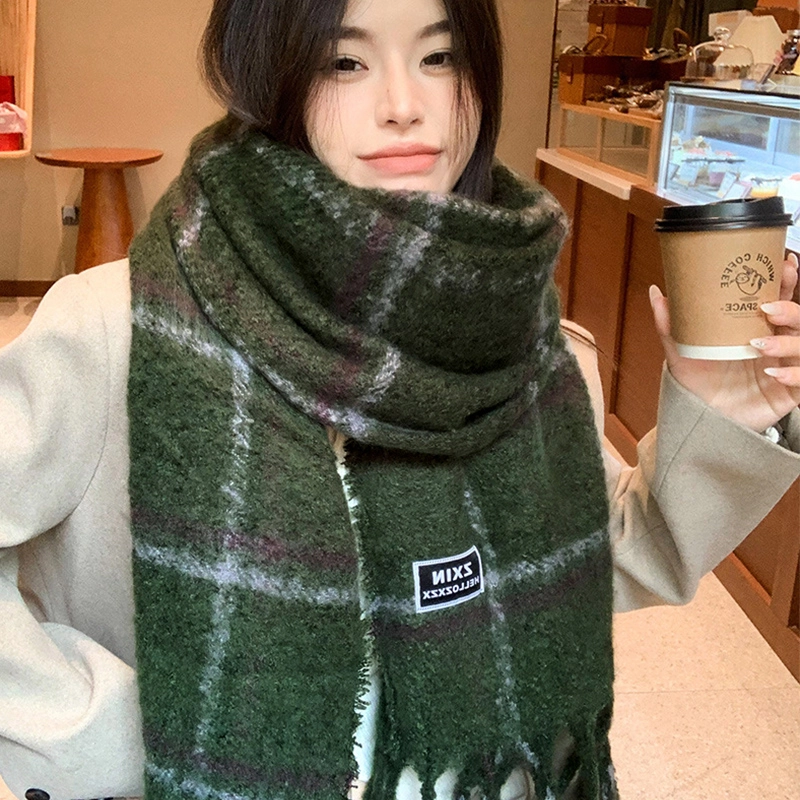 纳兰杜 条纹流苏小清新高级感加厚保暖 绒线围巾 女款