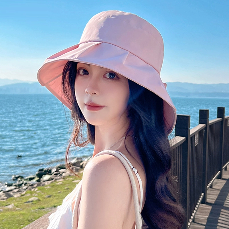 纳兰杜 高级感显脸小拍照穿搭可折叠 涤纶 防晒帽 女款 米色/卡其色/黑色/粉色