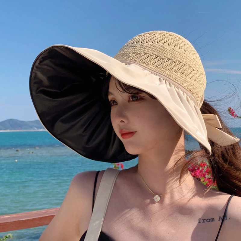 纳兰杜 遮阳帽防紫外线夏季旅游露营太阳帽 织物（涤纶） 防晒帽 女款 米色/卡其/黑色