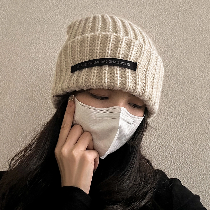纳兰杜 保暖针织显脸小户外运动休闲骑行堆堆帽冷帽 聚酯纤维 绒线帽 女款