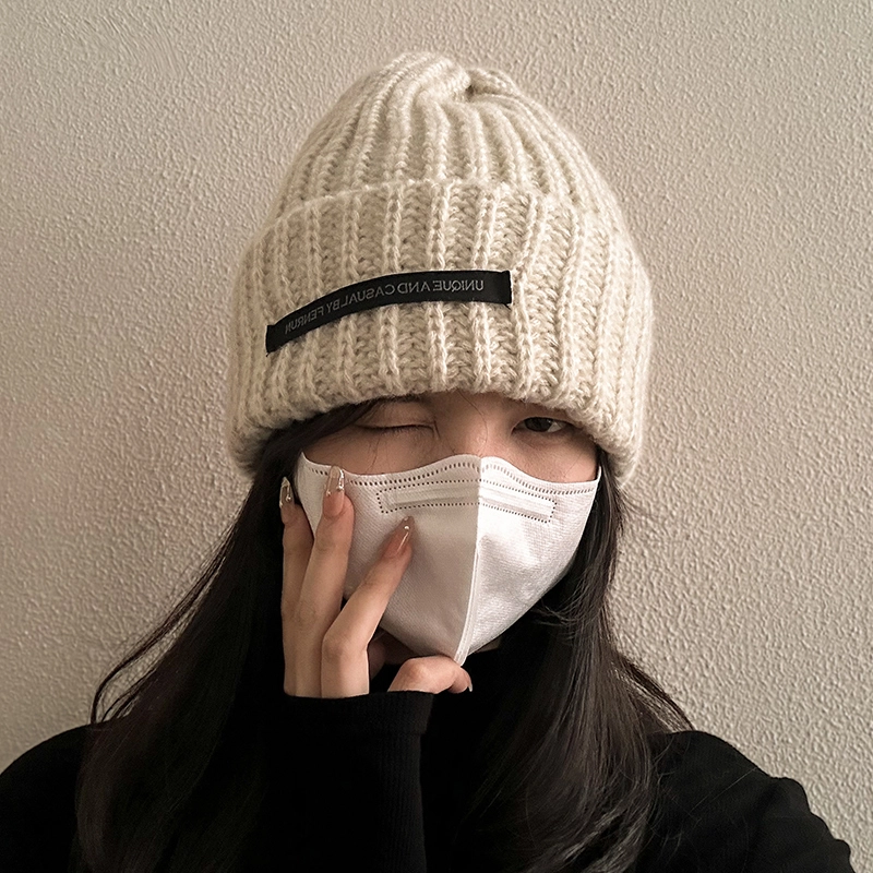 纳兰杜 保暖针织显脸小户外运动休闲骑行堆堆帽冷帽 聚酯纤维 绒线帽 女款