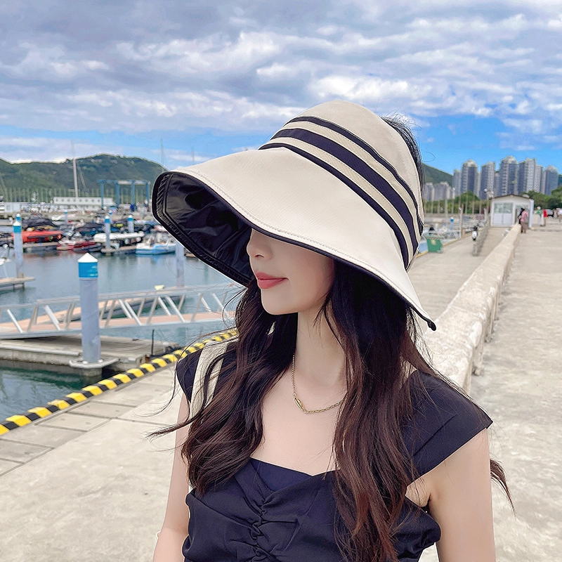 纳兰杜 韩版显脸小高级感休闲时尚沙滩遮阳超大 织物 防晒帽 女款