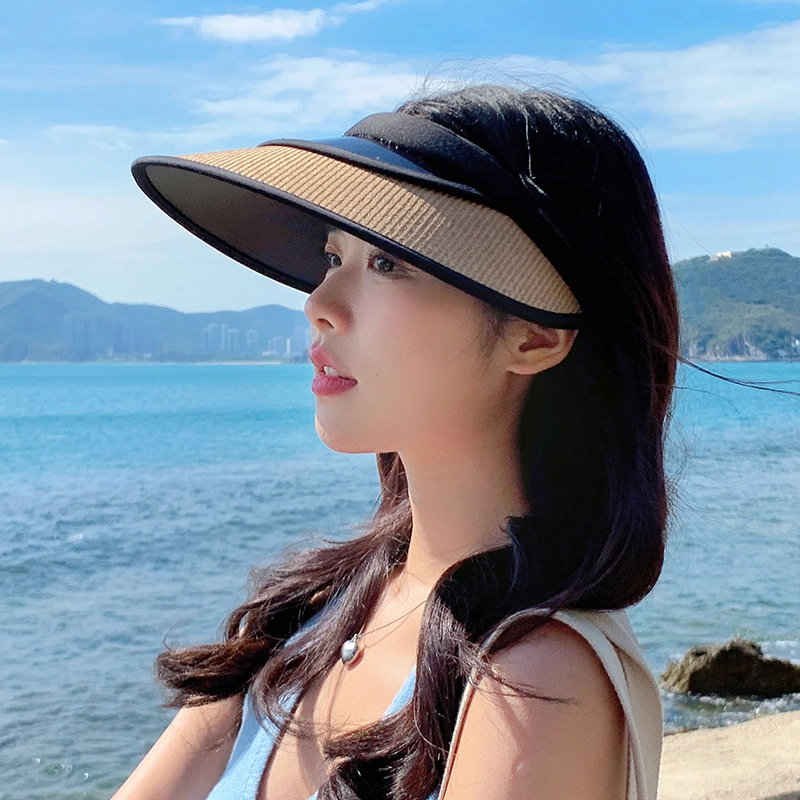 纳兰杜 个性潮流太阳帽休闲遮阳运动款透气户外骑行空顶帽 织物 防晒帽 女款 米色/卡其色/黑色/粉色
