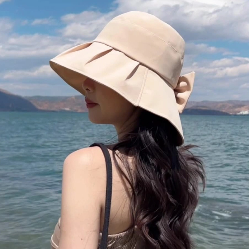 纳兰杜 高级感显脸小拍照穿搭可折叠 涤纶 防晒帽 女款 米色/卡其色/黑色/粉色