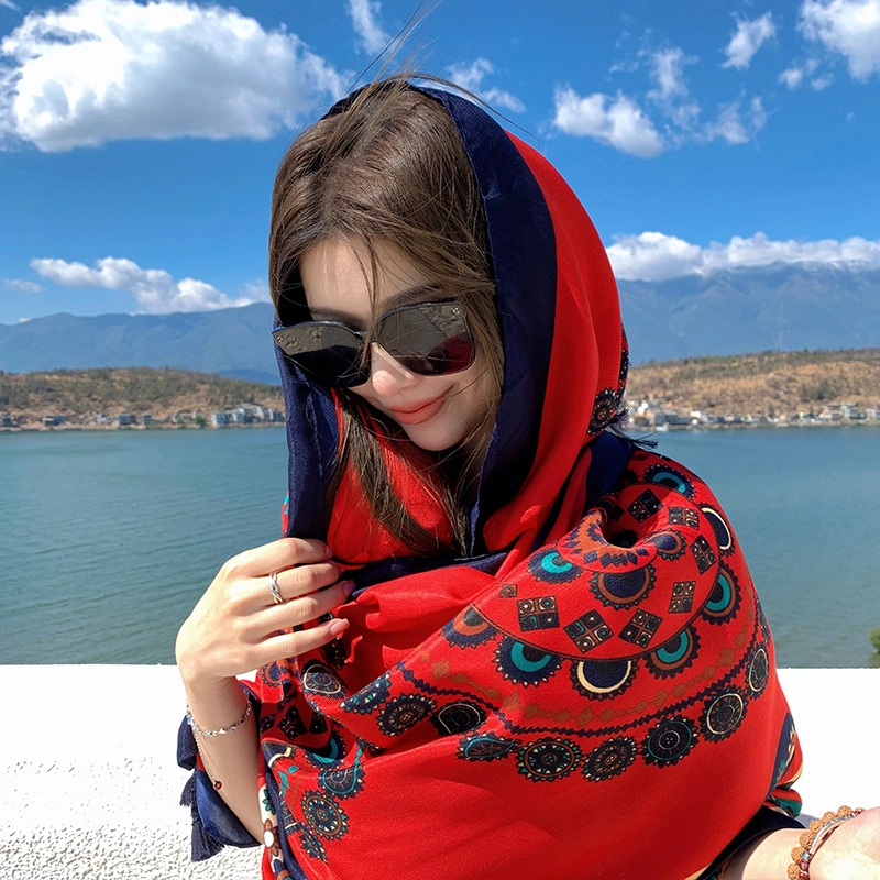 纳兰杜 异域民族风实用拼色旅行穿搭高级感气质小众斗篷 披肩 女款