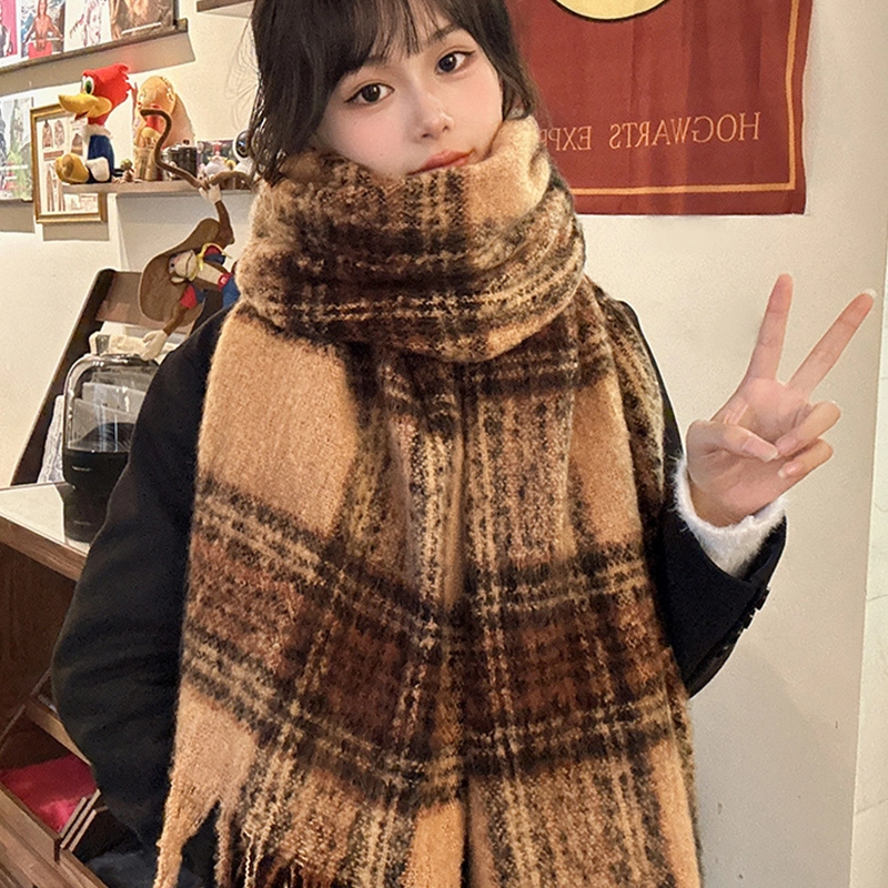 纳兰杜 拼色长款流苏软糯复古风穿搭 聚酯纤维 女款 棕色