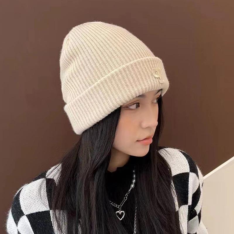 纳兰杜 针织帽子显脸小潮流保暖时尚百搭 聚酯纤维 绒线帽 女款 米色