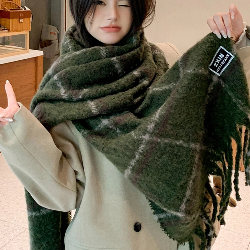 纳兰杜 条纹流苏小清新高级感加厚保暖 绒线围巾 女款