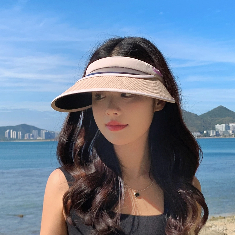 纳兰杜 个性潮流太阳帽休闲遮阳运动款透气户外骑行空顶帽 织物 防晒帽 女款 米色/卡其色/黑色/粉色