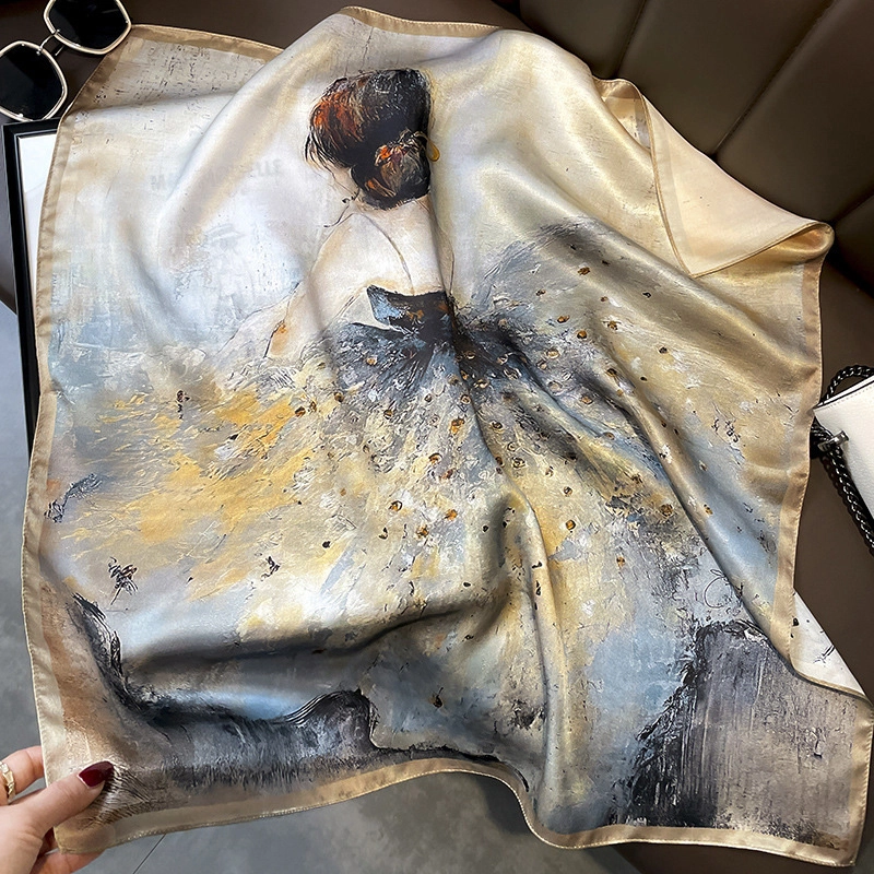 纳兰杜 复古风高级感精致轻奢简约真丝方巾衬衣飘带包包绑带多功能送礼礼盒装 蚕丝 丝巾 女款 浅卡其