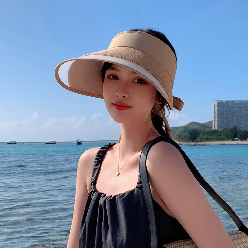 纳兰杜 防紫外线空顶帽高级感太阳帽遮阳骑行运动 草编 防晒帽 女款