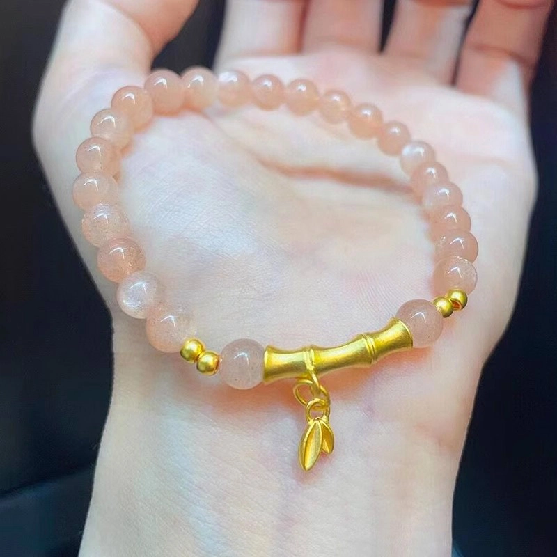宫尚 转运珠竹节 简约轻奢高级感 足金 按克计价 黄金手串 女款