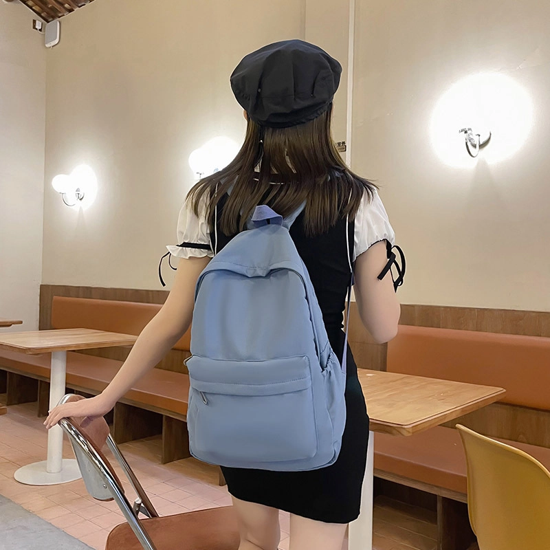 泰克森 休闲大容量纯色简约 尼龙 双肩包 大号 男女同款情侣款 黑色/白色/蓝色