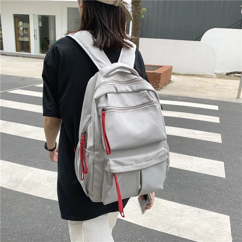 泰克森 韩版原宿时尚潮流 帆布 双肩包 中号 男女同款情侣款 黑色/灰色