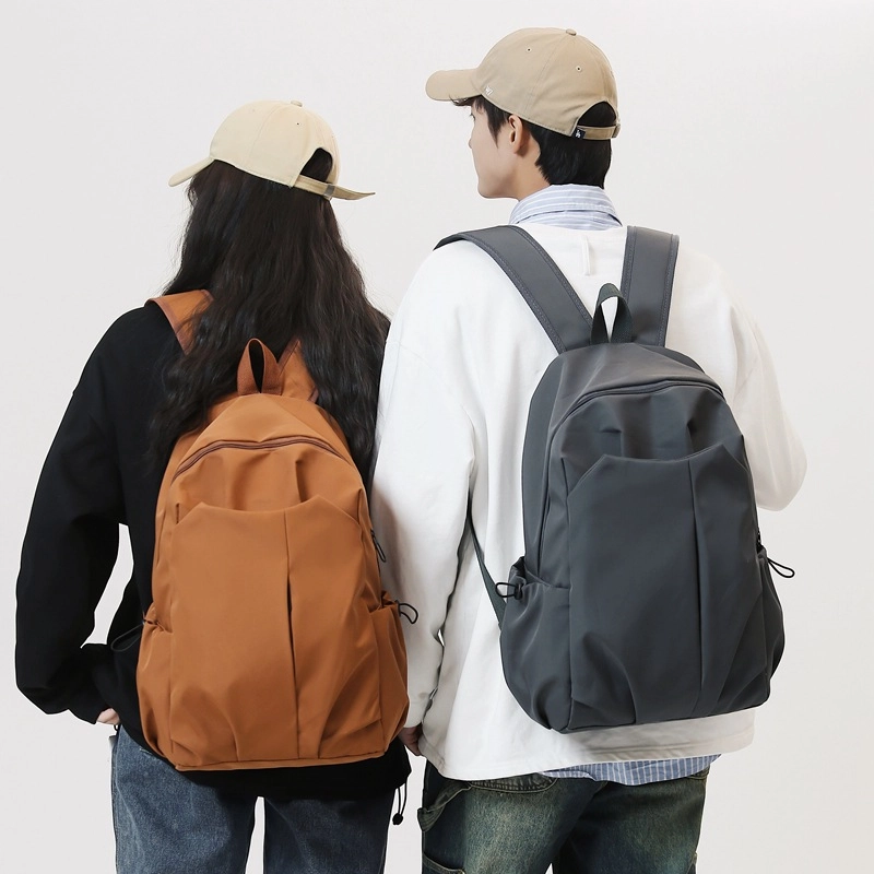 泰克森 校园大容量学院风休闲初中生拉链开合 尼龙 书包背包双肩包 中号 男女同款情侣款 黑色/白色/灰色/棕色