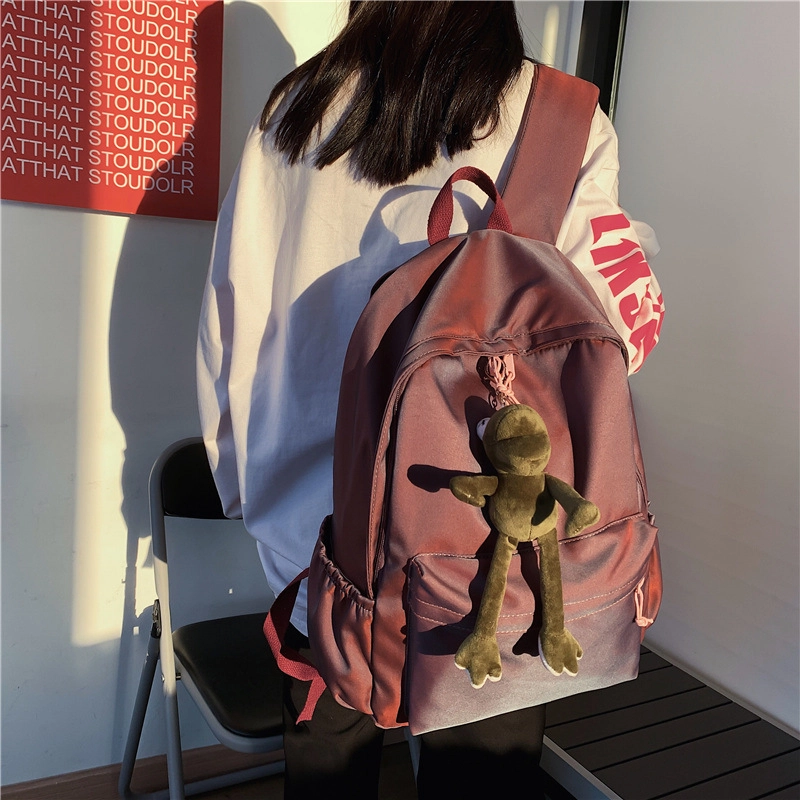 泰克森 休闲街头潮酷简约 尼龙 背包双肩包 大号 男女同款情侣款 黑色/红色
