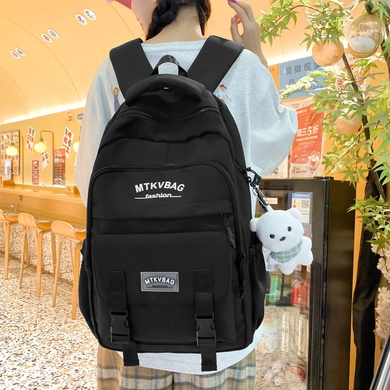 泰克森 校园简约书包男女中学生大容量双肩包韩版高中生电脑背包尼龙多色