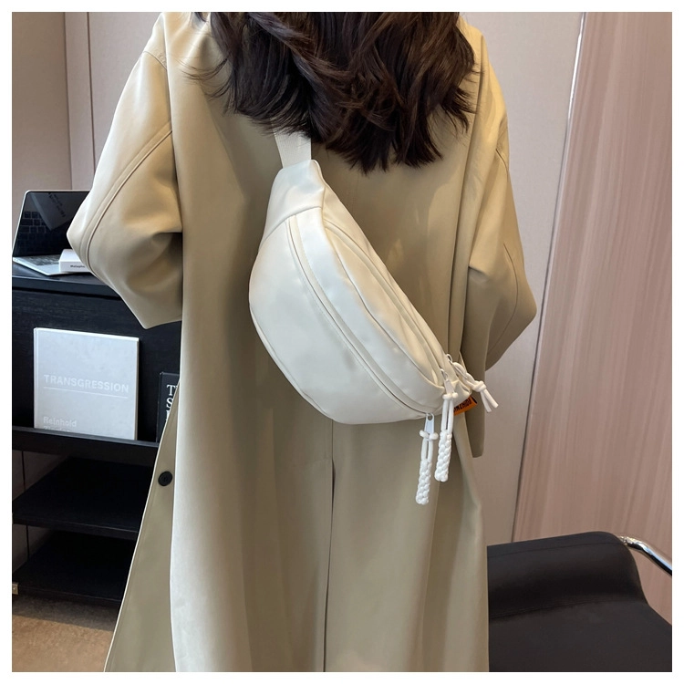 泰克森 休闲简约日常通勤时尚百搭 帆布 单肩斜挎帆布胸包 男女同款情侣款 白色/黑色