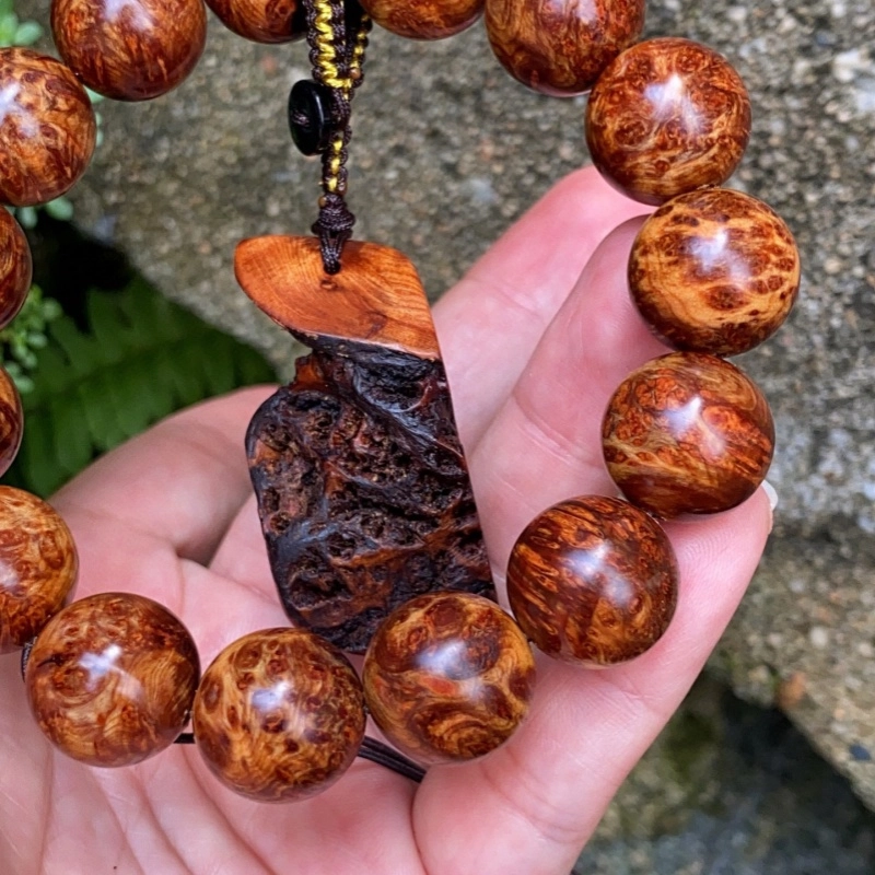 吉千年 【孤品】新中式复古潮流风 好运 平安顺遂 进宝 陈化变异瘤 崖柏 手串 男女同款情侣款