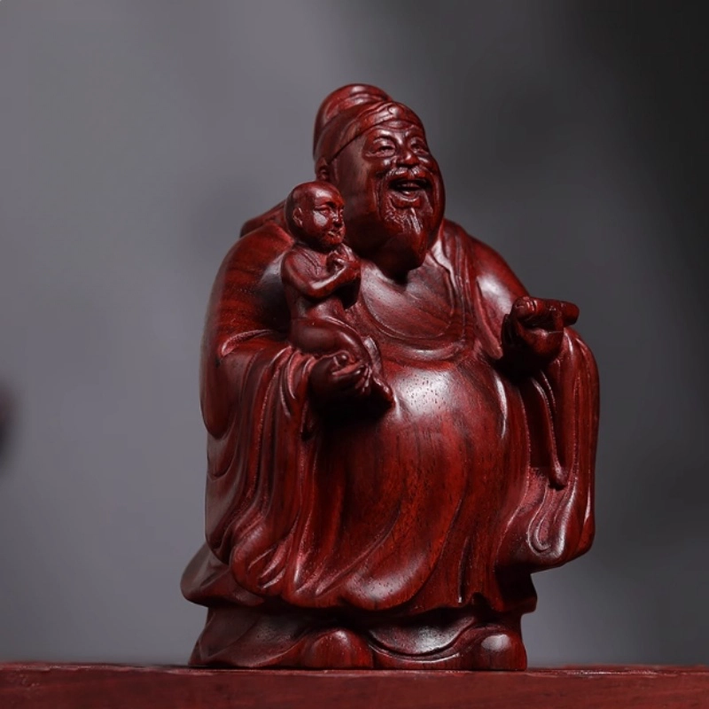 吉千年 新中式复古潮流风 好运 招财进宝 生日寿星 福禄寿 血檀 摆件 男女同款情侣款