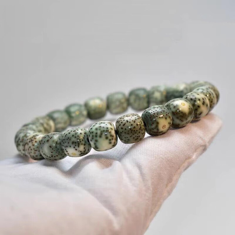 吉千年 绕指柔原生态高油密佛珠桶珠料月留白 星月菩提 手串 男女同款情侣款