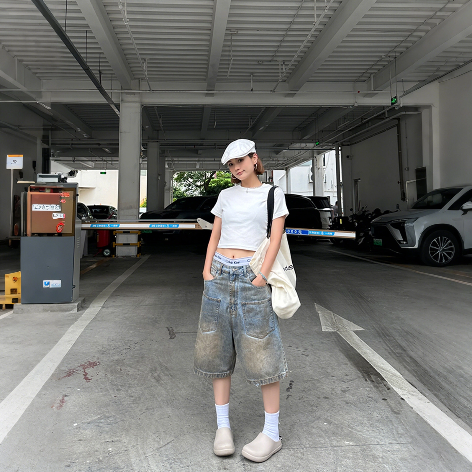 美式复古高街水洗做旧宽松直筒百搭多风格休闲裤牛仔短裤 男女同款
