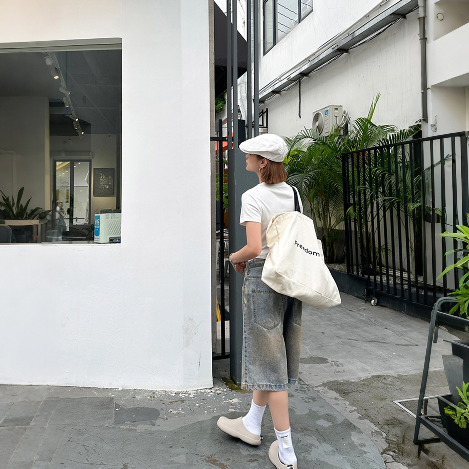 美式复古高街水洗做旧宽松直筒百搭多风格休闲裤牛仔短裤 男女同款