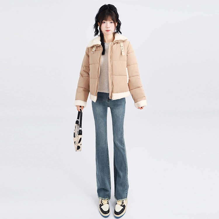 木清清 宽松时尚休闲加厚面包短款长袖棉服 女款